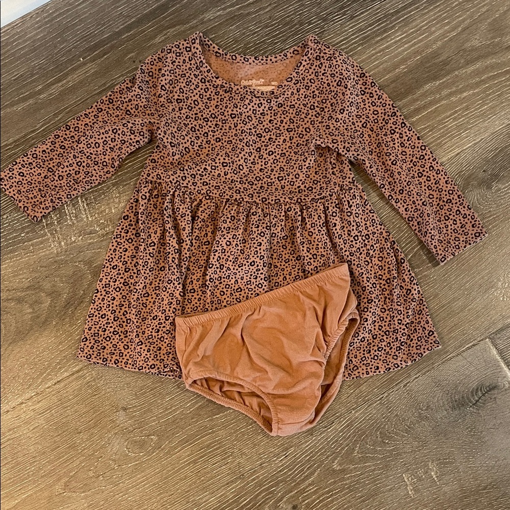 Cheetah print Long Sleeve Dress with Bloomers